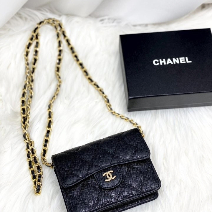 CHANEL 샤넬 클래식 체인 미니백 캐비어 금장